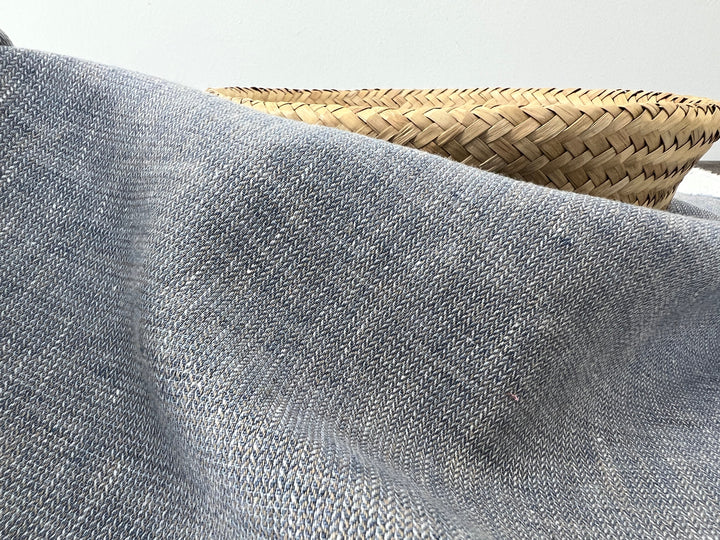 Linen Blend Fabric | Micro Herringbone Twill | Medium Weight | 51"