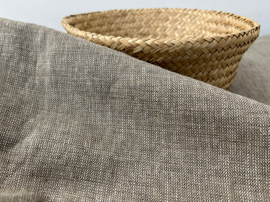 Linen Blend Fabric | Micro Herringbone Twill | Medium Weight | 51"