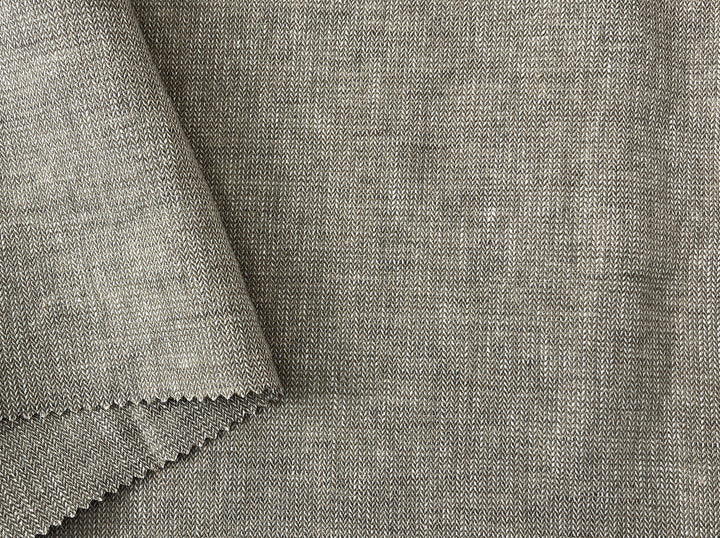 Linen Blend Fabric | Micro Herringbone Twill | Medium Weight | 51"