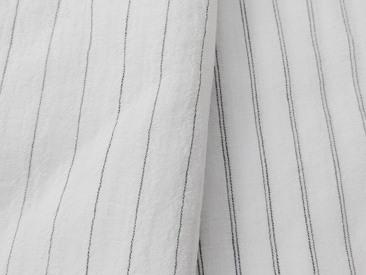 Airy Stripes: Linen with High-Twisted Cotton Lightweight Stripe Fabric 6109 6110 6111 6049 - The Linen Lab - Blue