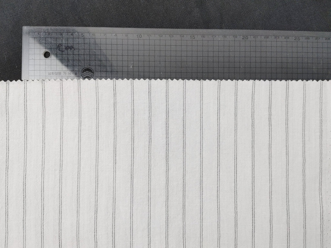 Airy Stripes: Linen with High-Twisted Cotton Lightweight Stripe Fabric 6109 6110 6111 6049 - The Linen Lab - White_2