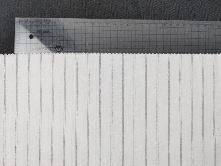 Airy Stripes: Linen with High-Twisted Cotton Lightweight Stripe Fabric 6109 6110 6111 6049 - The Linen Lab - White_2