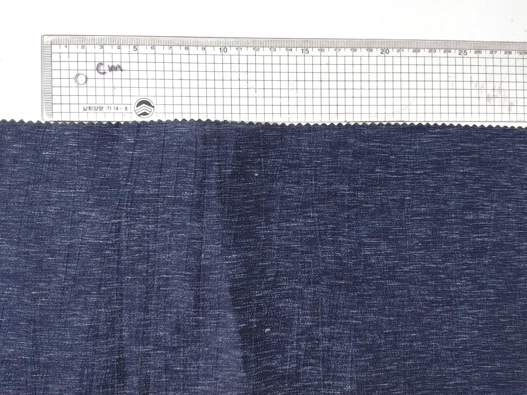 Arctic Nightfall: Linen Nylon Crease Effect Fabric with Subtle White Dot Print 4749 - The Linen Lab - Navy