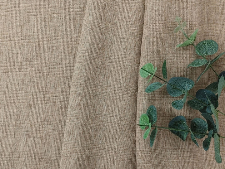 Beige Subtle Glen Plaid Fabric in 100% Linen, Medium-Heavy Weight 7375 - The Linen Lab - Beige