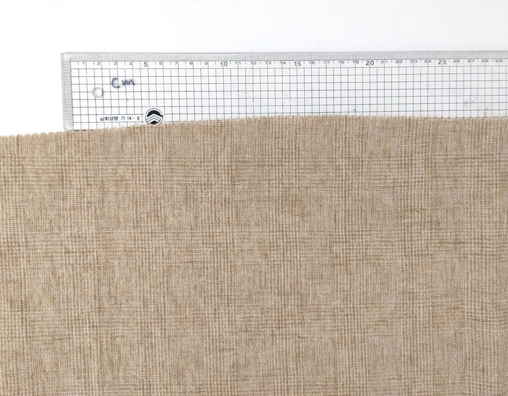 Beige Subtle Glen Plaid Fabric in 100% Linen, Medium-Heavy Weight 7375 - The Linen Lab - Beige