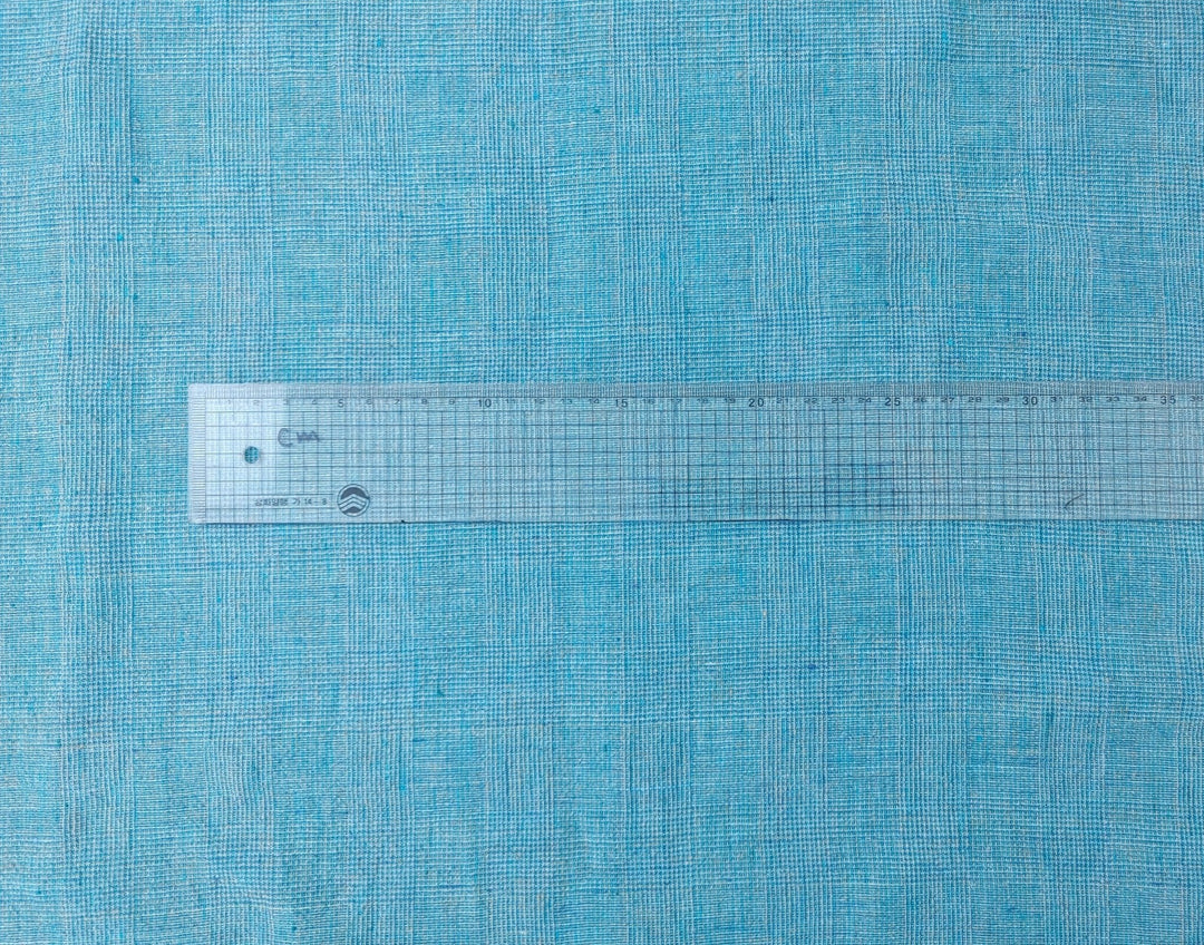 Blue and Green Symphony: A Melange Fusion of Linen and Polyester in Glen Plaid 7788 7789 - The Linen Lab - Blue