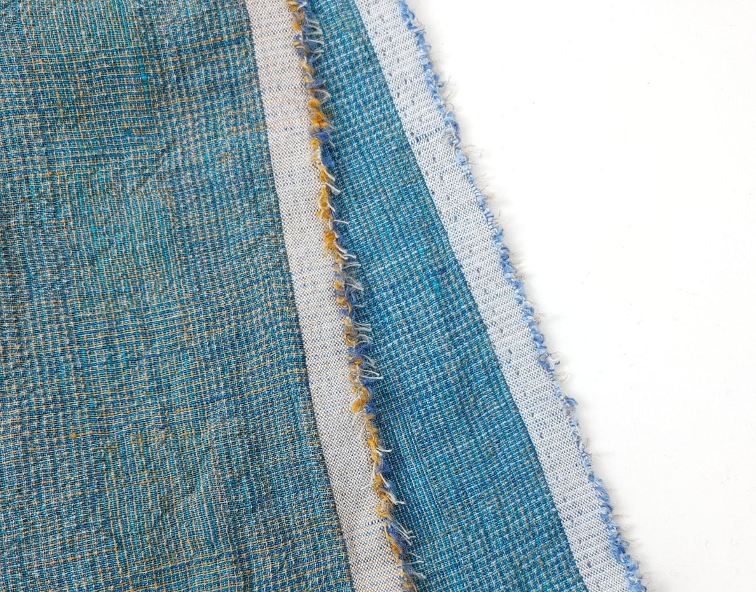 Blue and Green Symphony: A Melange Fusion of Linen and Polyester in Glen Plaid 7788 7789 - The Linen Lab - Green