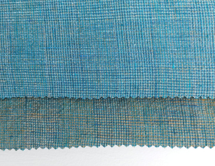 Blue and Green Symphony: A Melange Fusion of Linen and Polyester in Glen Plaid 7788 7789 - The Linen Lab - Green