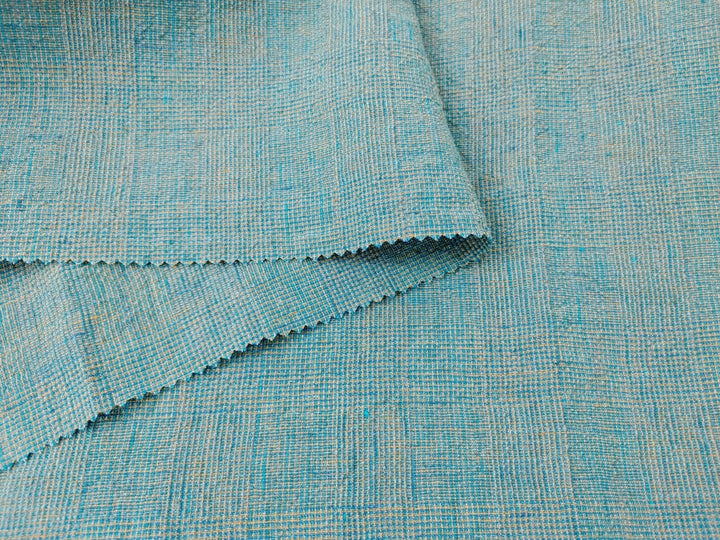 Blue and Green Symphony: A Melange Fusion of Linen and Polyester in Glen Plaid 7788 7789 - The Linen Lab - Green