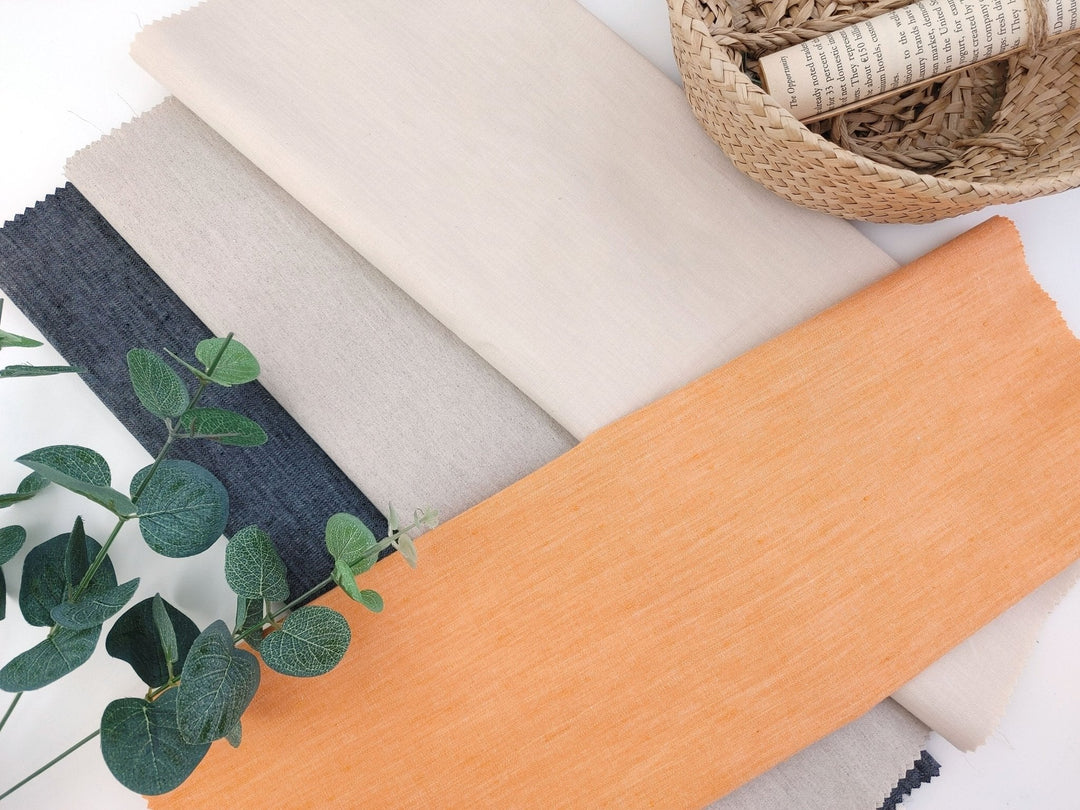 Chambray Linen Cotton Stretch Twill Fabric 3099 3248 3249 2234 - The Linen Lab - Orange