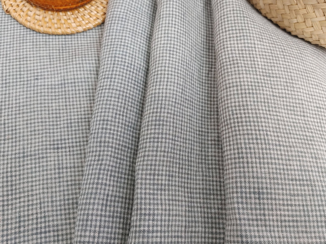 Classic Charm: 100% Linen Mini Gingham Check Fabric, Light Weight 6833 - The Linen Lab - Green