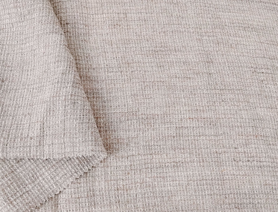 Cloud 9 100% Linen Waffle Tweed Fabric 7876 7877 7878 7879 7880 - The Linen Lab - Beige