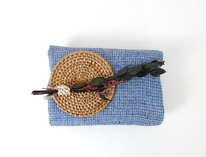 Cloud 9 100% Linen Waffle Tweed Fabric 7876 7877 7878 7879 7880 - The Linen Lab - Blue(Dark)