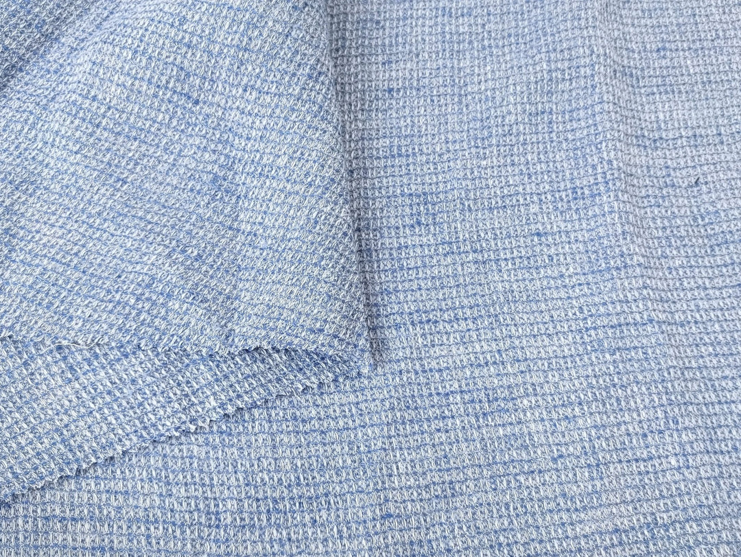 Cloud 9 100% Linen Waffle Tweed Fabric 7876 7877 7878 7879 7880 - The Linen Lab - Blue(Dark)