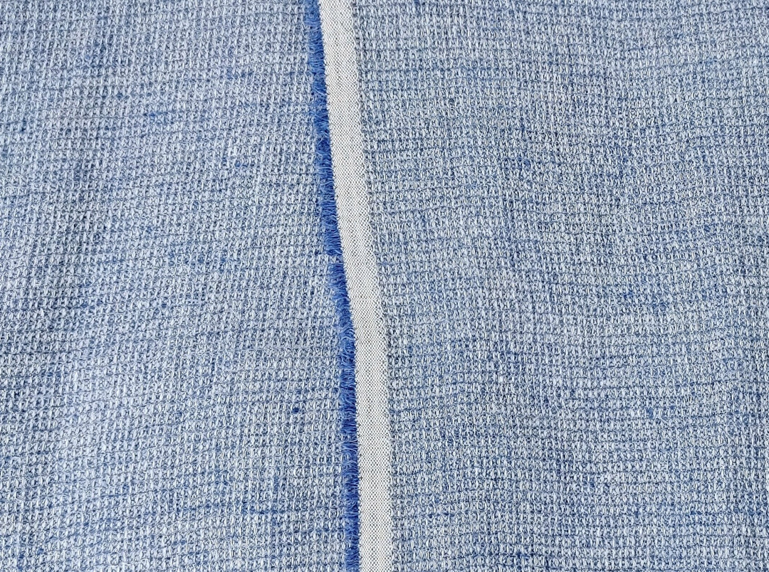 Cloud 9 100% Linen Waffle Tweed Fabric 7876 7877 7878 7879 7880 - The Linen Lab - Blue(Dark)