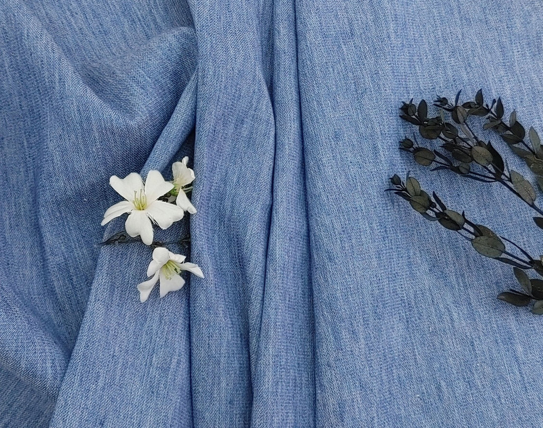 Cool Blue Linen Stretch Fabric 7204 - The Linen Lab - Blue
