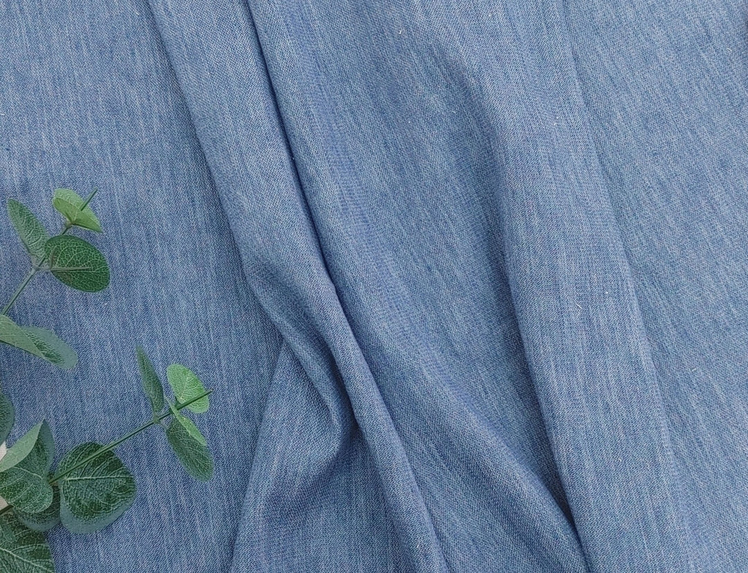 Cool Blue Linen Stretch Fabric 7204 - The Linen Lab - Blue