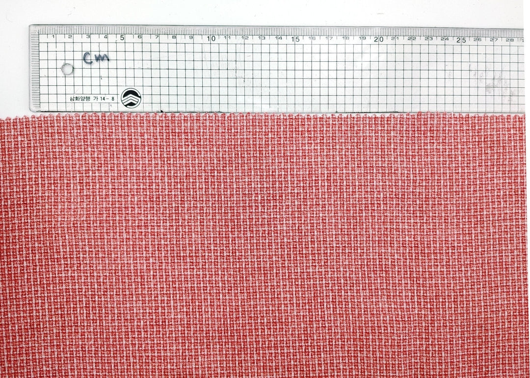 Crimson Tweed Elegance: 100% Linen Printed Fabric - The Linen Lab - Red