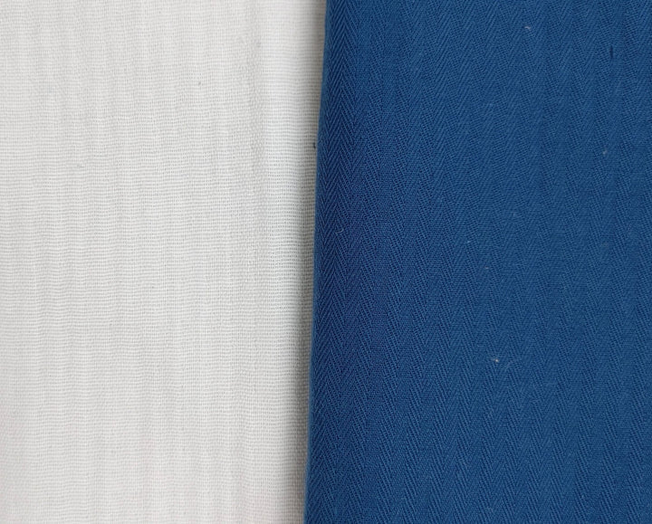 Double-Faced Herringbone Twill: 100% Cotton Fabric 7216 7215 - The Linen Lab - Blue