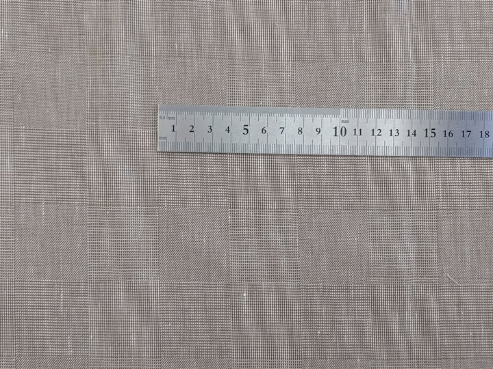 EaseBlend Beige Linen Stretch Fabric: Subtle Checkered Harmony 7295 - The Linen Lab - Beige