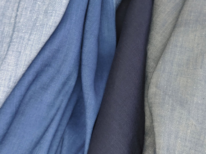 Elevated Comfort: Linen Rayon Twill Stretch Fabric 4232 4420 4580 4581 6428 6429 6430 - The Linen Lab - Blue