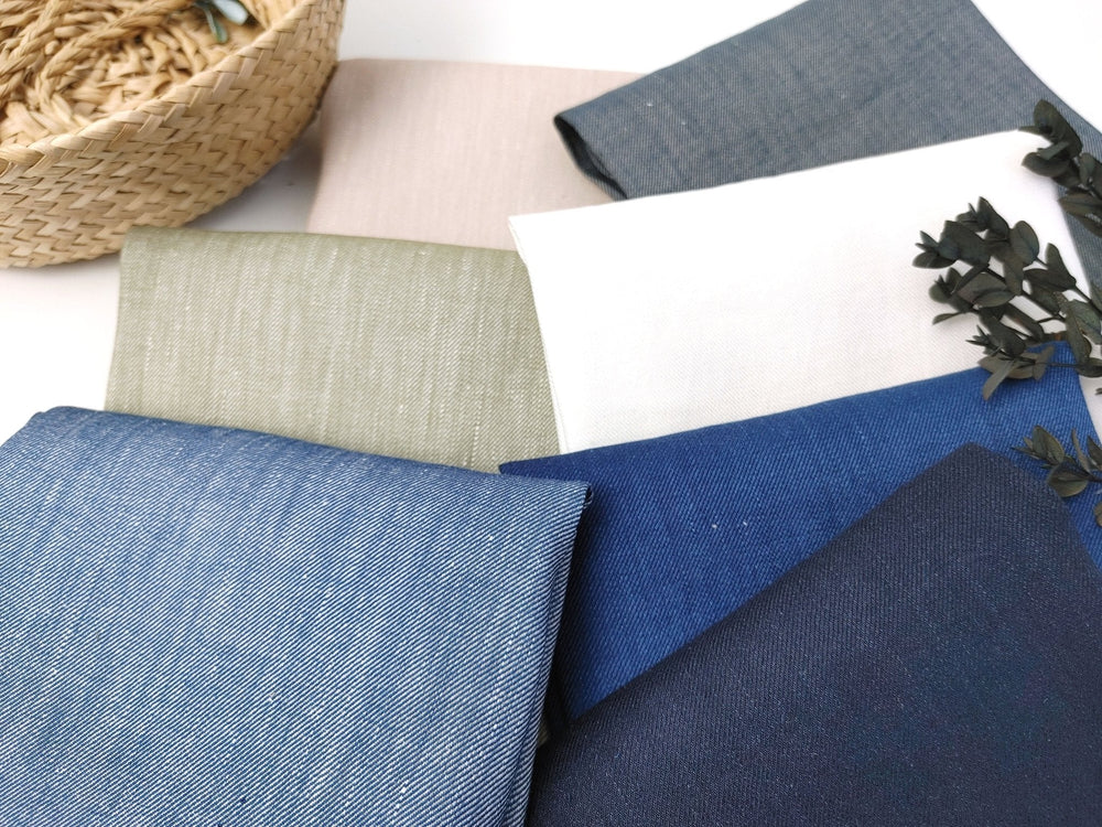 Elevated Comfort: Linen Rayon Twill Stretch Fabric 4232 4420 4580 4581 6428 6429 6430 - The Linen Lab - Blue