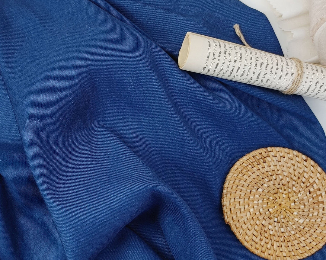 Elevated Comfort: Linen Rayon Twill Stretch Fabric 4232 4420 4580 4581 6428 6429 6430 - The Linen Lab - Blue(Dark)
