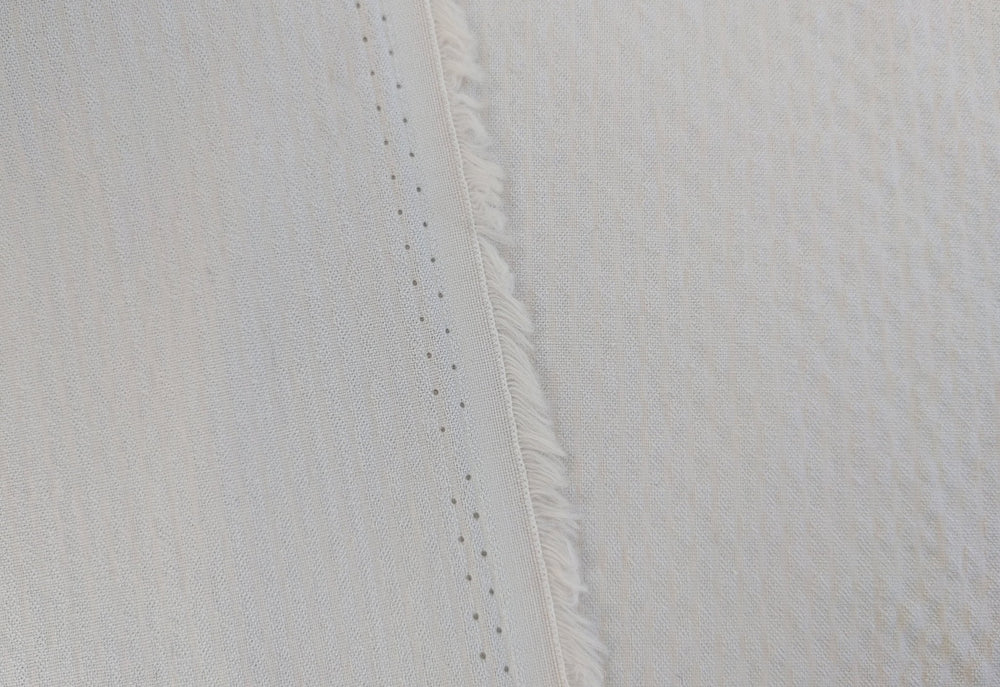Gentle Stripes: Ramie Cotton Rayon Seersucker Fabric 3277 - The Linen Lab - Ivory