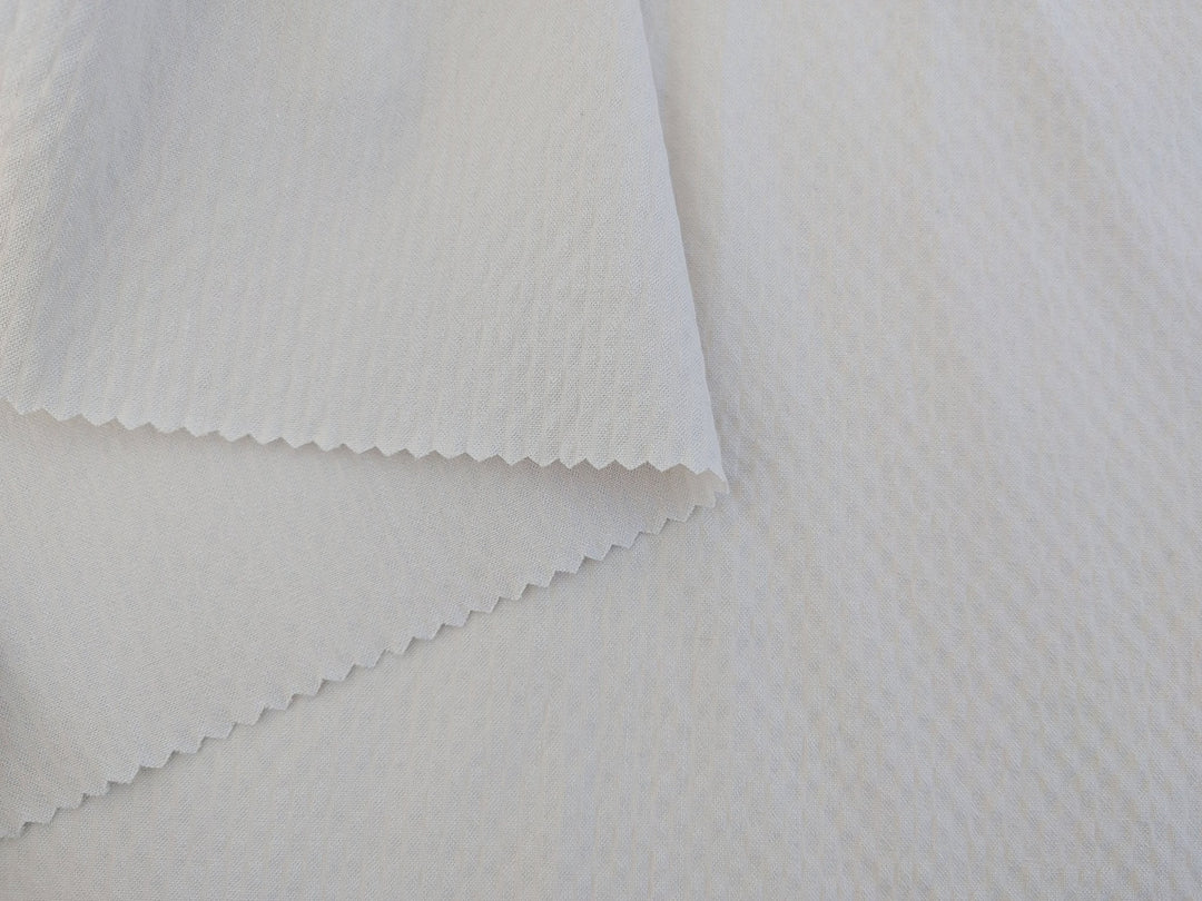 Gentle Stripes: Ramie Cotton Rayon Seersucker Fabric 3277 - The Linen Lab - Ivory