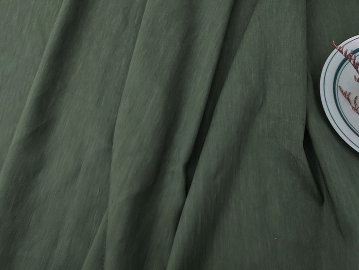 Green Linen Rayon PU Stretch Fabric - Medium Weight for Versatile Sewing Projects 7193 - The Linen Lab - Green