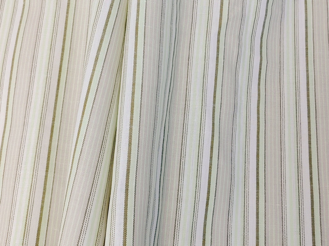 Green Stripe Cotton Ramie Fabric with Plain Weave 154 - The Linen Lab - Green