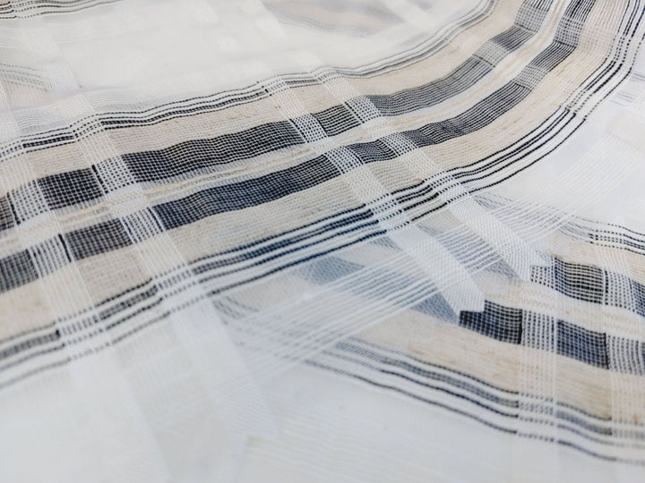 Grey Melange Plaid Linen-Rayon-Polyester Sheer Fabric 1758 - The Linen Lab - Grey