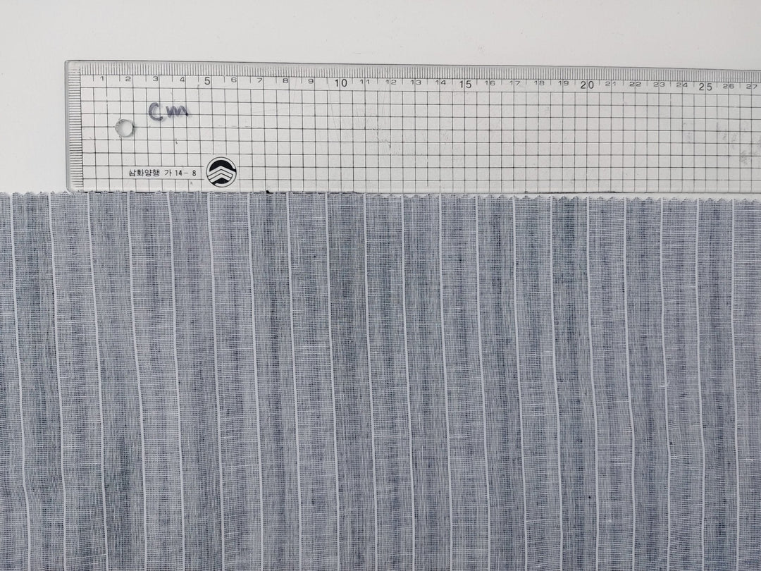 Grey Stripe Linen Cotton Fabric - Versatile Material for Sewing and Crafting 4926 - The Linen Lab - Gray