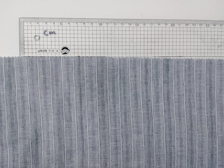 Grey Stripe Linen Cotton Fabric - Versatile Material for Sewing and Crafting 4926 - The Linen Lab - Gray