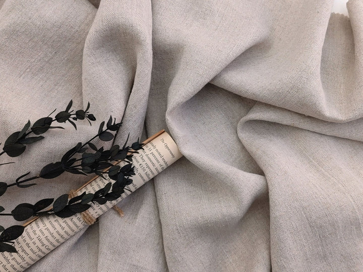 Harmony Hues: Natural Linen Polyester HBT Herringbone Twill Fabric 7730 - The Linen Lab - Natural