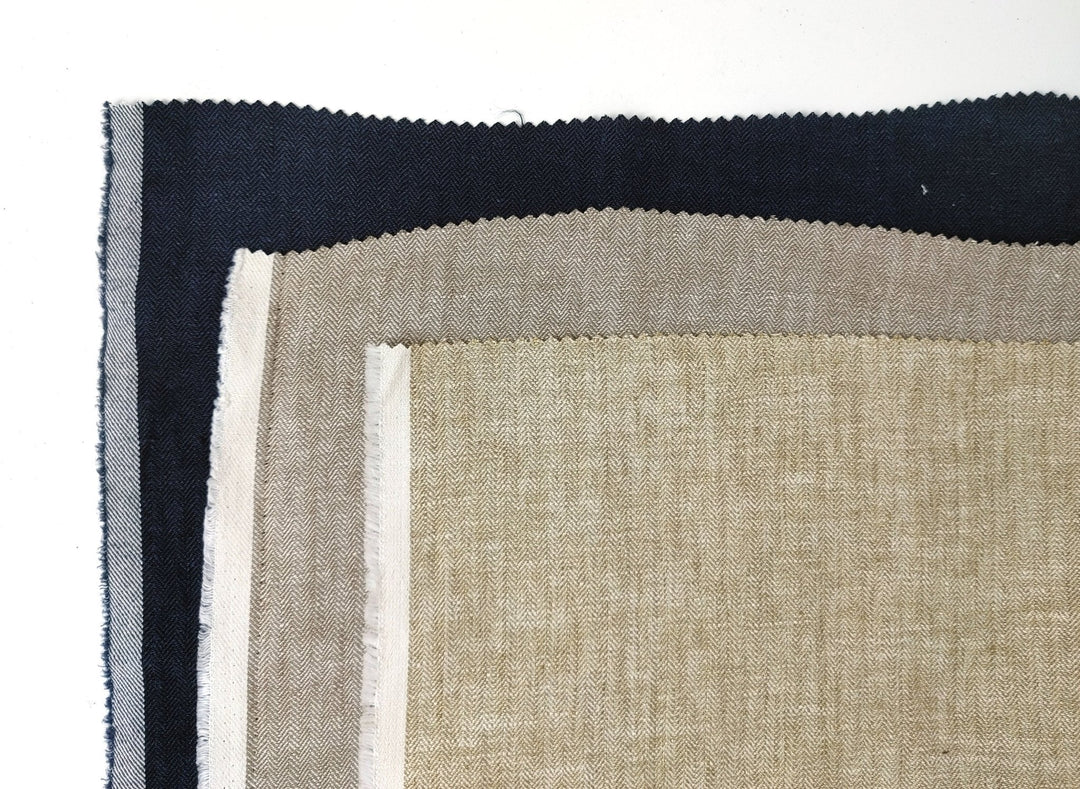 HBT Linen Ramie Cotton Blend Fabric: Yarn Dyed Chambray, Medium Weight 7837 7838 7840 - The Linen Lab - Gray(Dark)