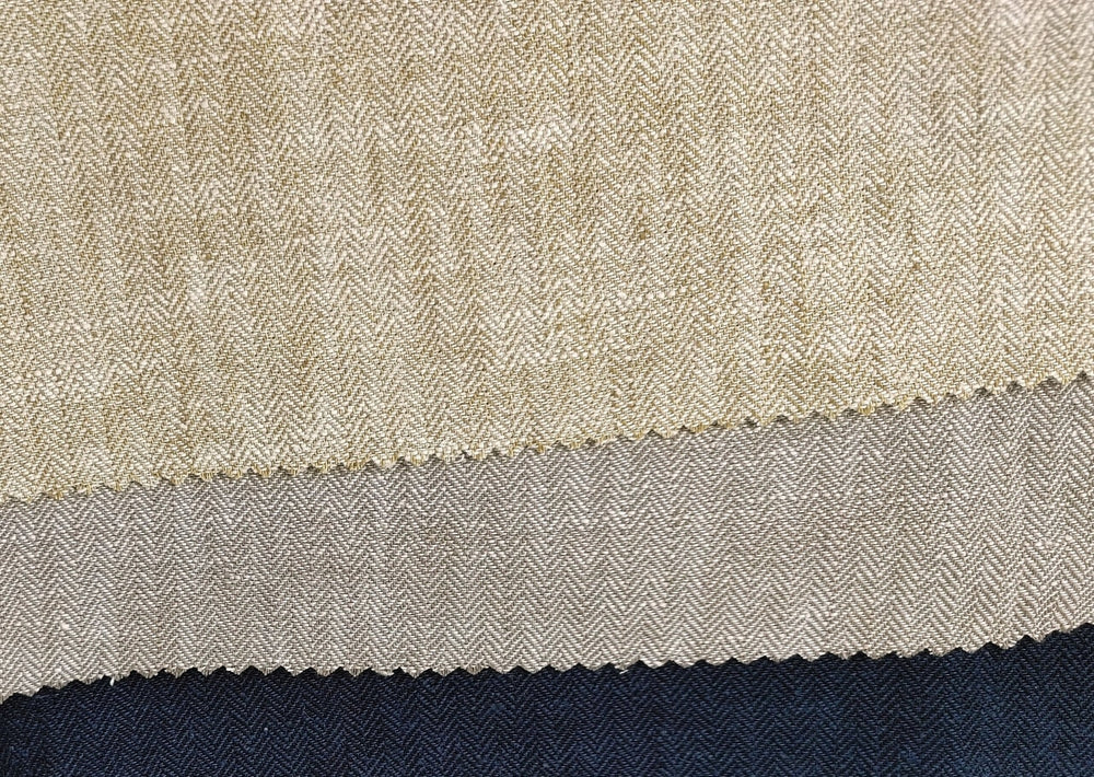 HBT Linen Ramie Cotton Blend Fabric: Yarn Dyed Chambray, Medium Weight 7837 7838 7840 - The Linen Lab - Gray(Dark)