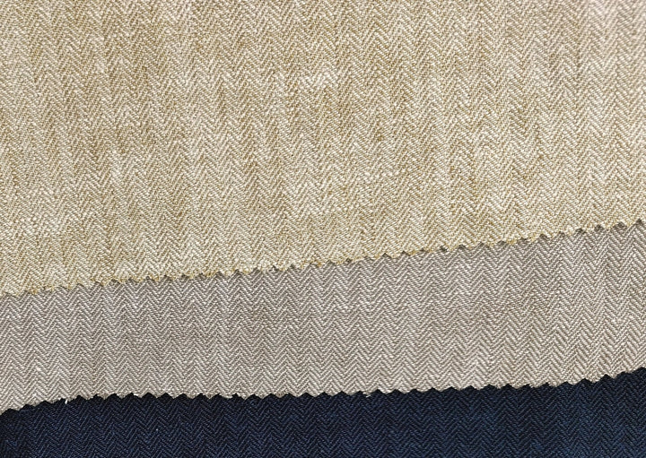 HBT Linen Ramie Cotton Blend Fabric: Yarn Dyed Chambray, Medium Weight 7837 7838 7840 - The Linen Lab - Gray(Dark)