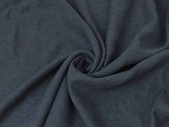 HBT Linen Ramie Cotton Blend Fabric: Yarn Dyed Chambray, Medium Weight 7837 7838 7840 - The Linen Lab - Gray(Dark)