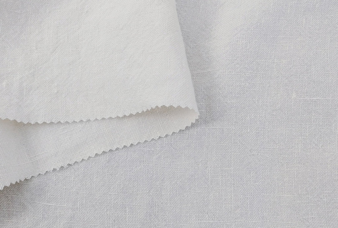 Heavy Weight 100% Linen Fabric - High Twisted 6s, White and Black Colors for Timeless Projects 4663 4966 - The Linen Lab - White