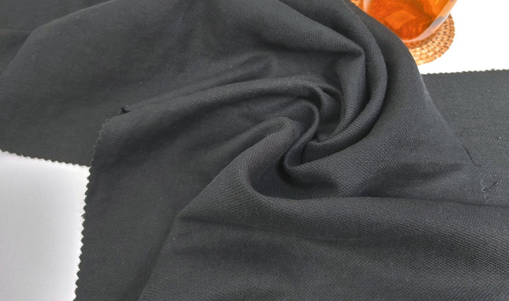Heavy Weight Linen Rayon Stretch Fabric with Dobby Weave and Excellent Drape 6317 6414 6874 7229 - The Linen Lab - Black