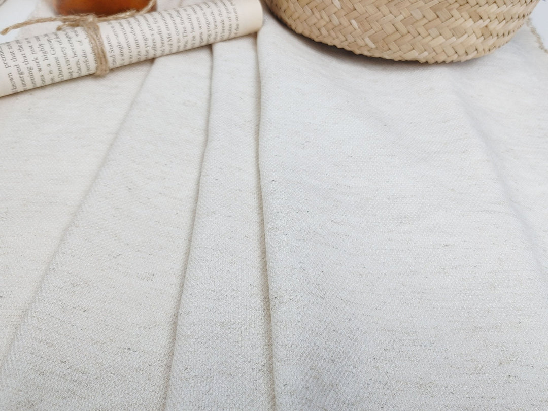 Heavy Weight Linen Rayon Stretch Fabric with Dobby Weave and Excellent Drape 6317 6414 6874 7229 - The Linen Lab - White