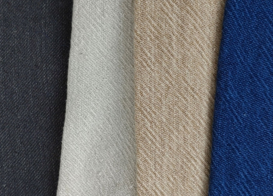 Heavyweight Linen Cotton Twill Fabric with Two-Tone Chambray 7258 7259 7331 7332 - The Linen Lab - Grey