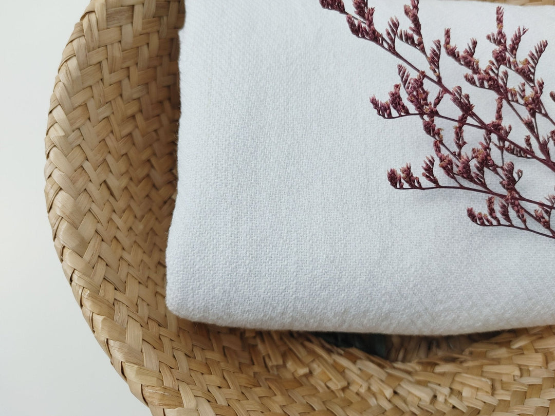 Heavyweight White Linen Cotton Twill Fabric 6814 - The Linen Lab - White