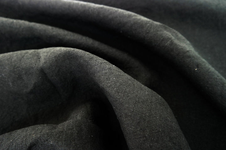 High Twisted 100% Linen Fabric Medium Weight 14S 6220 6600 6366 7369 - The Linen Lab - Black 7369