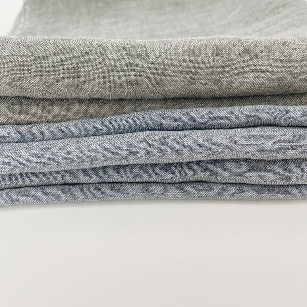 High Twisted Linen Dot Shape Fabric 6924 6927 - The Linen Lab - Blue