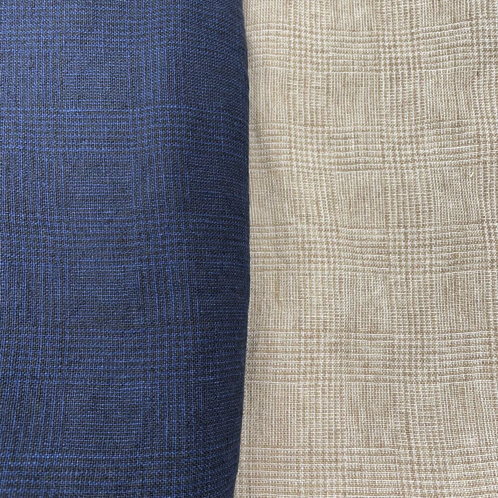 High Twisted Linen Glen Check Fabric Heavy Weight (6118 7240) - The Linen Lab - Dark Navy