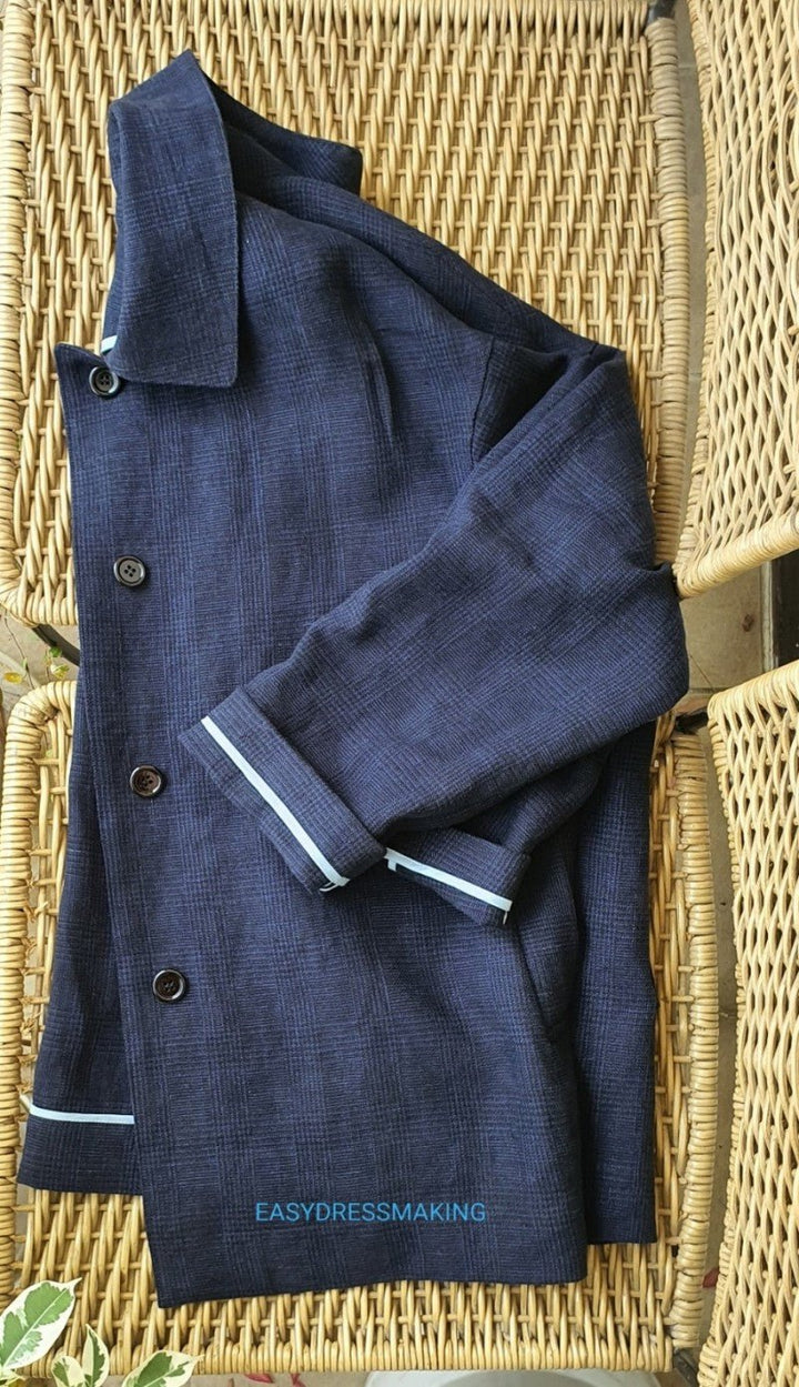 High Twisted Linen Glen Check Fabric Heavy Weight (6118 7240) - The Linen Lab - Dark Navy