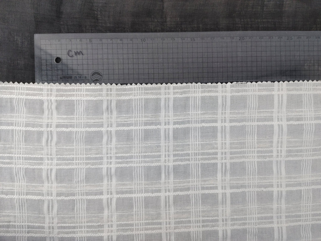Ivory Dobby Plaid Linen Blend Fabric - Lightweight and Elegant for Various Crafting Projects 3060 - The Linen Lab - Ivory