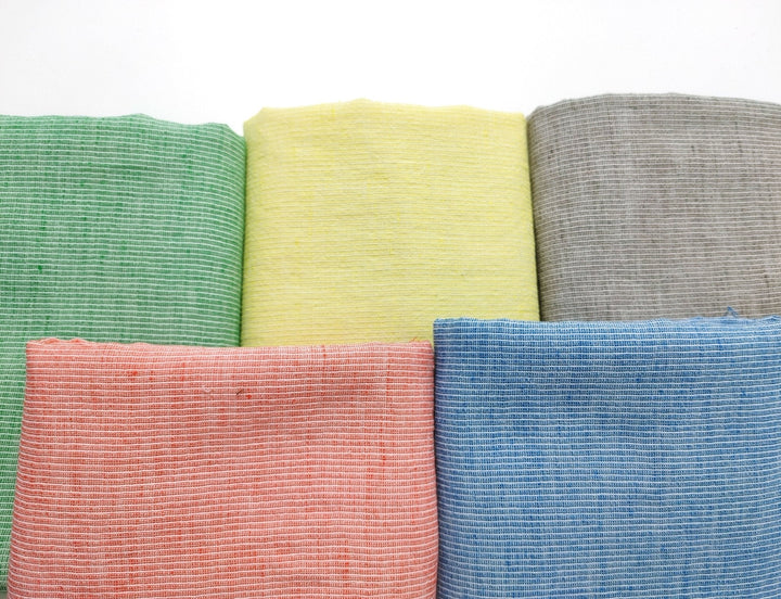 Light Weight Linen Cotton Stripe Fabric with Subtle Wrinkle Effect 7790 7791 7792 7793 7794 - The Linen Lab - Blue